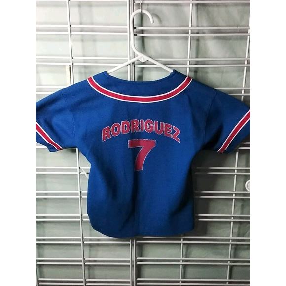 Texas Rangers Baseball Jersey 90s Vintage Youth #7 Ivan Rodriguez Size Large - Picture 2 of 8